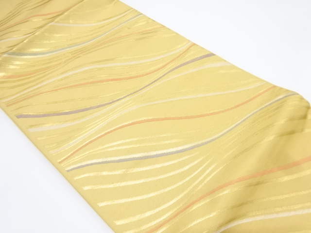 JAPANESE KIMONO / NAGOYA OBI / SILK / WOVEN WAVY STRIPE